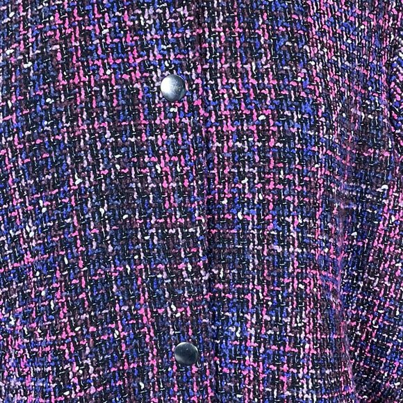 Torrid Pink & Blue Boucle Snap Front Varsity Bomber Jacket Sz 1/14-16/1X - Picture 7 of 11